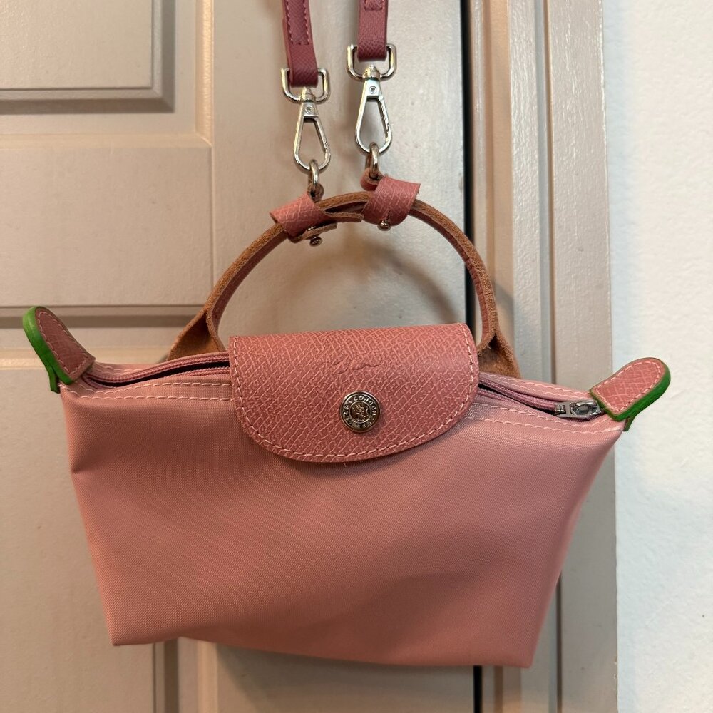 Long champ Small Pink Tote Bag with pink belt